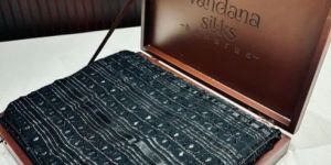 Modakpriya Italian Georgette Glitter Work Silk Mark Celebrity Saree