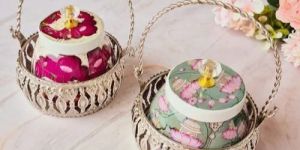 Iron German Silver Basket with Pichwai Jar