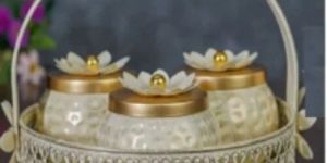 Metal Basket with Jars