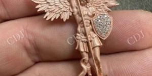 14k Rose Gold Plated Saint Michael & Dragon 925 Sterling Silver Pendant