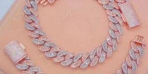 18mm Rose Gold Baguette Moissanite Cuban Link Chain