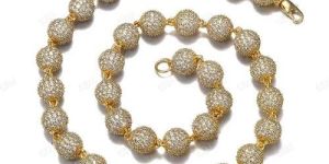 925 Sterling Silver Moissanite Tennis Bead Sterling Silver Chain