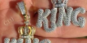 Hop King with Crown Gold Plated Moissanite Diamond Pendant