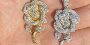 Ladies Solid Rose Flower 925 Silver Pendant