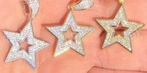 Super Star Moissanite 14k Gold Plated Real Solid 925 Sterling Silver Pendant