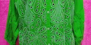 Cotton Straight Ladies Green Long Kurti