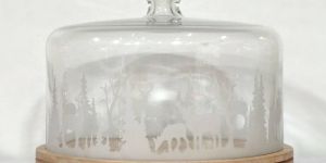 Designer Glass Cake Dome with Wooden Base