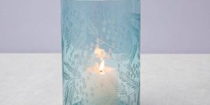 Green Glass Tea Light Candle Holder