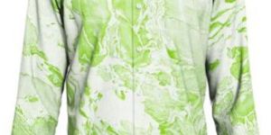 Dorrcee Mens Light Green Marble Print Satin Full Sleeve Shirt