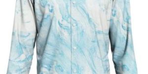 Dorrcee Mens Sky Blue Marble Print Satin Full Sleeve Shirt