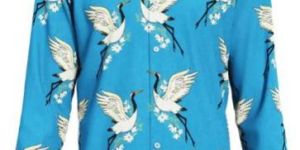 Dorrcee Mens Sky Blue Natural Ease Cotton Printed Shirt