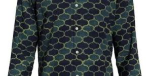 Dorrcee Mens Smaragdos Green Cotton Printed Shirt