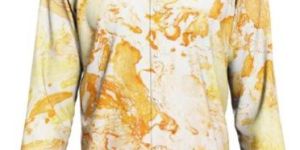 Dorrcee Mens Yellow Marble Print Satin Full Sleeve Shirt