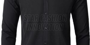 Mens Cotton Plain Black Full Sleeve Shirt