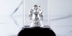 999 Silver Laughing Buddha Statue