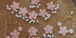 Ladies Baby Pink Handmade Necklace Set