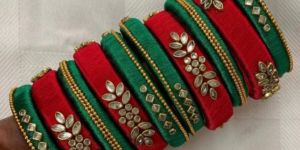 Ladies Green & Red Handmade Bangle Set