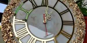 Golden Roman Crystal Round Wall Clock