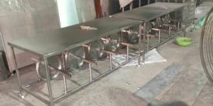 4 Seater Stainless Steel Canteen Table Set