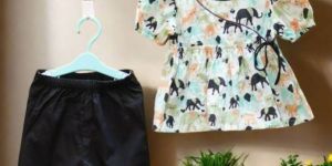 Girls Safari Stroll Angrakha Kurta Set