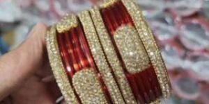 2.4 Inch Red Glass Bangles Set