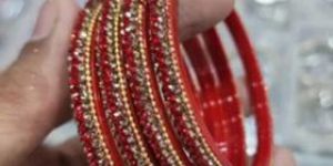 2.8 Inch Red Glass Bangles Set