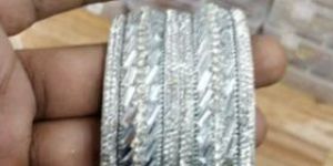 Mirror Work Silver Metal Bangles