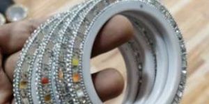 Mirror Work Silver Sip Bangles