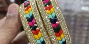 Multicolor Stone Work Glass Bangles