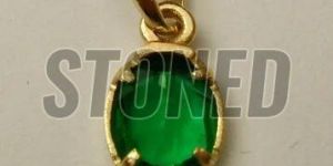 925 Sterling Silver Gold Coated Green Pendant