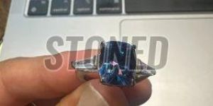 925 Sterling Silver Lab Grown Blue Moissanite Diamond Engagement Ring