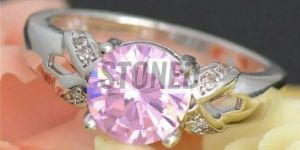 925 Sterling Silver Pink Moissanite Ring