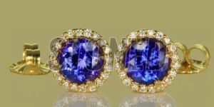 Ladies 925 Sterling Silver Blue Tanzanite Stud Earring