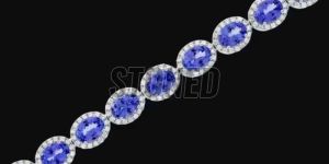 Ladies Party Wear Tanzanite Silver Bracelet