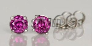 Minimal Rhodolite Stud Earrings for Women