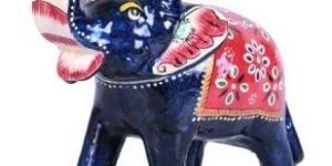 12X8X17 Cm Blue Metal Horse Decorative Showpiece