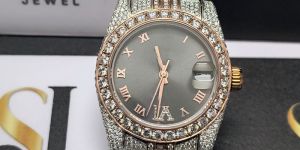 Silver & Black Diamond Watch