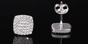White Gold Round Screw Diamond Earrings