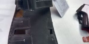 Mens Black Leather Sandal