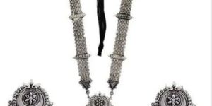Artificial Silver Long Chain Necklace Set