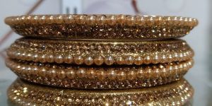 Golden Pearl Work Lac Bangle Set