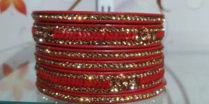 Red and Golden Lac Bangle Set