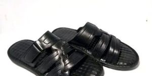 Mens Black Leather Slipper