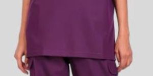 Vidhi Polo Collar Neck Plum Purple Women Scrub