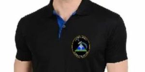 Mens Black Cotton Polo T Shirt