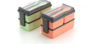 Dual Lunch Box with Spoon and Fork