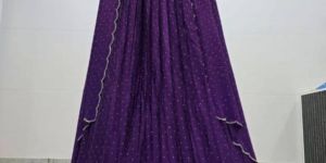 Ladies Purple Unstitched Embroidered Lehenga Choli Set