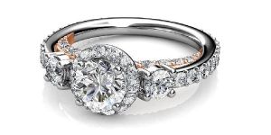 18K Gold - Three Stone Diamond Wedding Ring