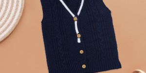 Baby Boy Navy Elegance Striped Knitted Vest