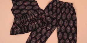 Girls Black Paisley Cotton Co-ord Set